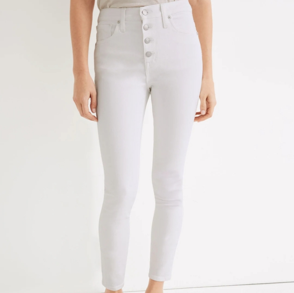 Madewell 10" High-Rise Skinny Crop Jeans in Pure White: Button-Front nwot